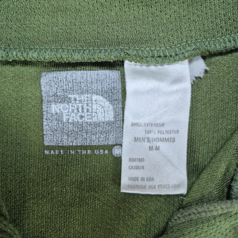 VTG The North Face‎ Pullover Mens Medium Green 1/4 Zip Waffle Knit Made in USA